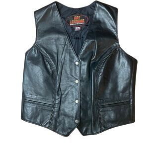 Hot Leathers Women's Black Biker Leather Vest With Patches